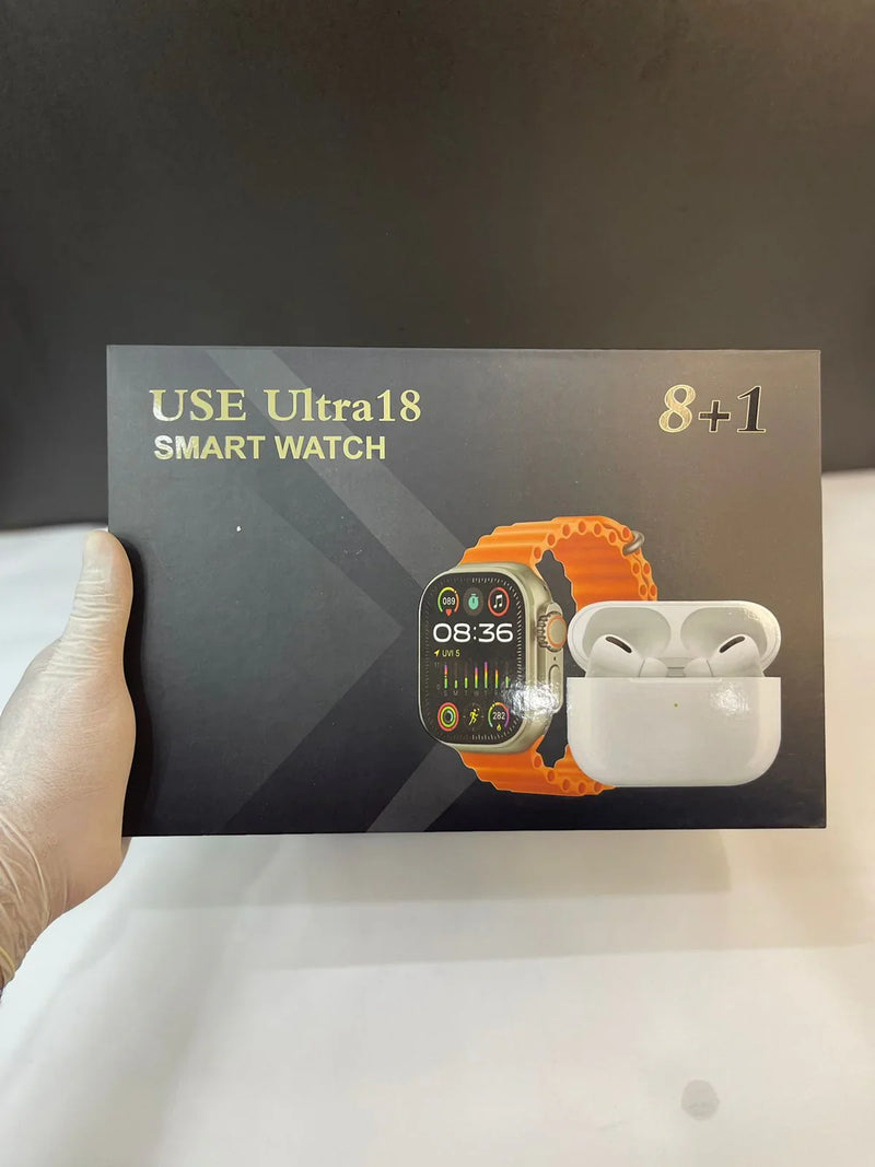 SMARTWATCH ULTRA 18 COMBO +AIRPODS+8 CORREAS+PROTECTOR GRATIS 🎁